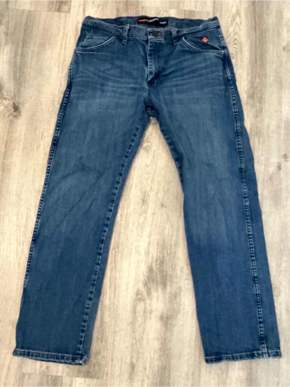 Wrangler FR Flame Resistant Work Jeans Mens 34x29 Blue Relaxed Advanced Comfort